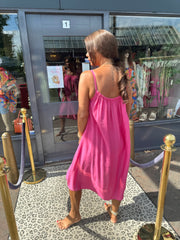 Kort Viscose jurkje "Tess" fuchsia