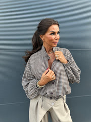 Blouse "geruit strik" taupe