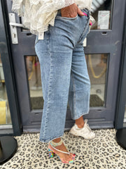 3 kwart wide leg jeans
