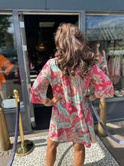 kort jurkje “Sabrina” oud roze print