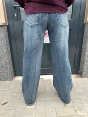 Jeans wide leg gewassen blauw