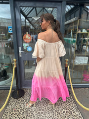 Jurk Gold&Silver "Dance" Neon roze