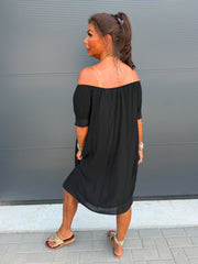 Off-shoulder jurkje “Viscose” zwart