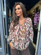 Blouse "Jura" Bruin/roze