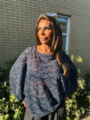 Kanten vleermuismouw top "Voila" Navy