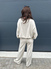 2 delig joggingset "ballon top" beige