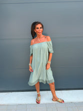 Off-shoulder jurkje “Viscose” legergroen