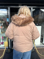 Jas gewatteerd "Fake Fur" Camel