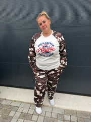 2 delig comfyset athletics bruin t/m 1.70cm
