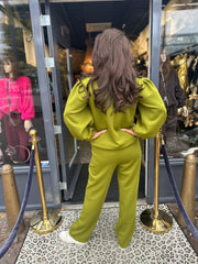 2 delig joggingset "pofmouw" Appelgroen