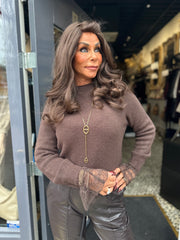 Top lange mouw "Cozy" Donkerbruin