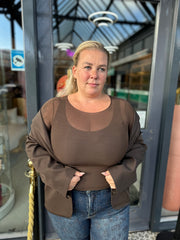 Top lange mouw "memmen" effen Choco