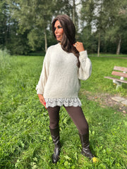 Gebreide trui kant "Knitted" créme
