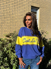 Trui "Cest la vie" kobaltblauw