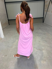Badstof jurk "licht roze ”. Spaghettibandjes