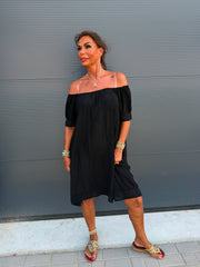 Off-shoulder jurkje “Viscose” zwart
