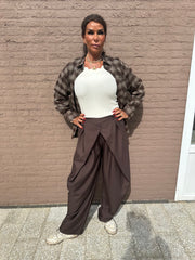 Plooien Pantalon ballon wide donkerbruin