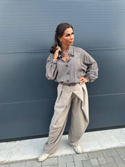 Blouse "geruit strik" taupe