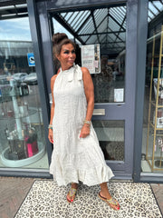 Halterjurk Linnen Beige