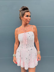 Playsuit kort "hydrofiel" print licht roze
