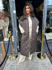 lange bodywarmer "Jones" Donkerbruin/panter