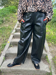 Leatherlook barrel broek " Zwart
