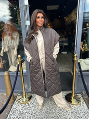 lange bodywarmer "Jones" Donkerbruin/panter