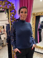 trui kanten mouw "Robyn" navy