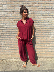 2 delig set "Pofbroek" Bordeaux