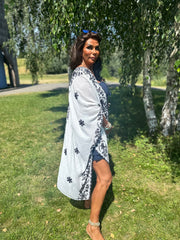 Kaftan "Adore" Wit/donkerblauw