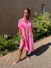 Hydrofiele jurk "Palmboom"Roze