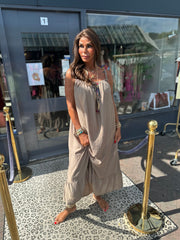 Lange Viscose jurk "Emily" Taupe