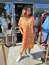 Lange jurk "Panterprint” Oranje