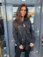 Blouse "Sassy Strassy" steentjes zwart