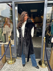 Lang fake fur Gilet "winter times" Zwart