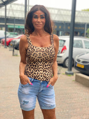 By Swan top mouwloos luipaard