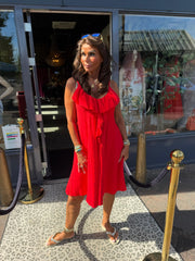 Korte jurk ruches "angels" rood