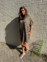 Jurk Hydrofiele Pof dierenprint