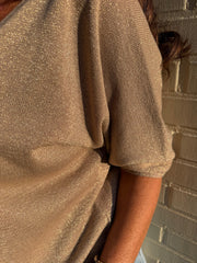 Truitje glitter v-hals taupe