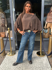 Blouse pofmouwen "Indie" Bruin