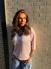 Truitje glitter v-hals poederroze