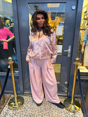 Bomberjasje satijn "Palm" poederroze