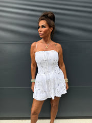Playsuit kort "hydrofiel" print wit