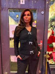 Trui met strass strik zwart