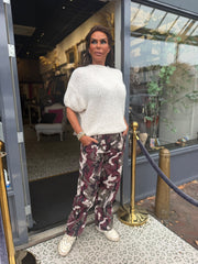 Camo pants bordeaux / beige