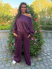 2 delig comfyset offshoulder aubergine