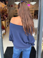 Ruffle top "Noa" donkerblauw