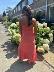 Strapless strikjurk "Bodine" koraal