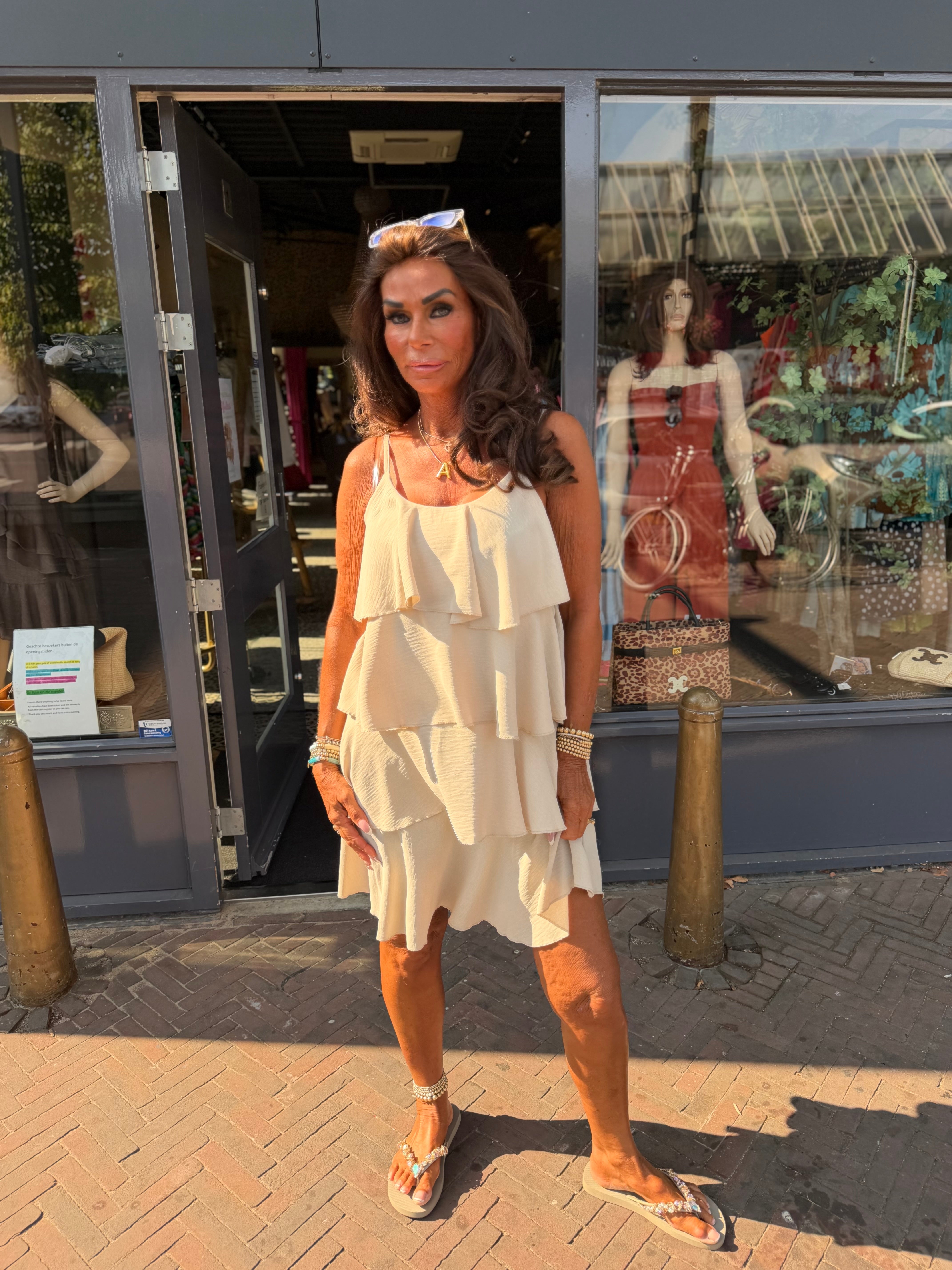 Jurkje "Samba" spaghettibandje beige
