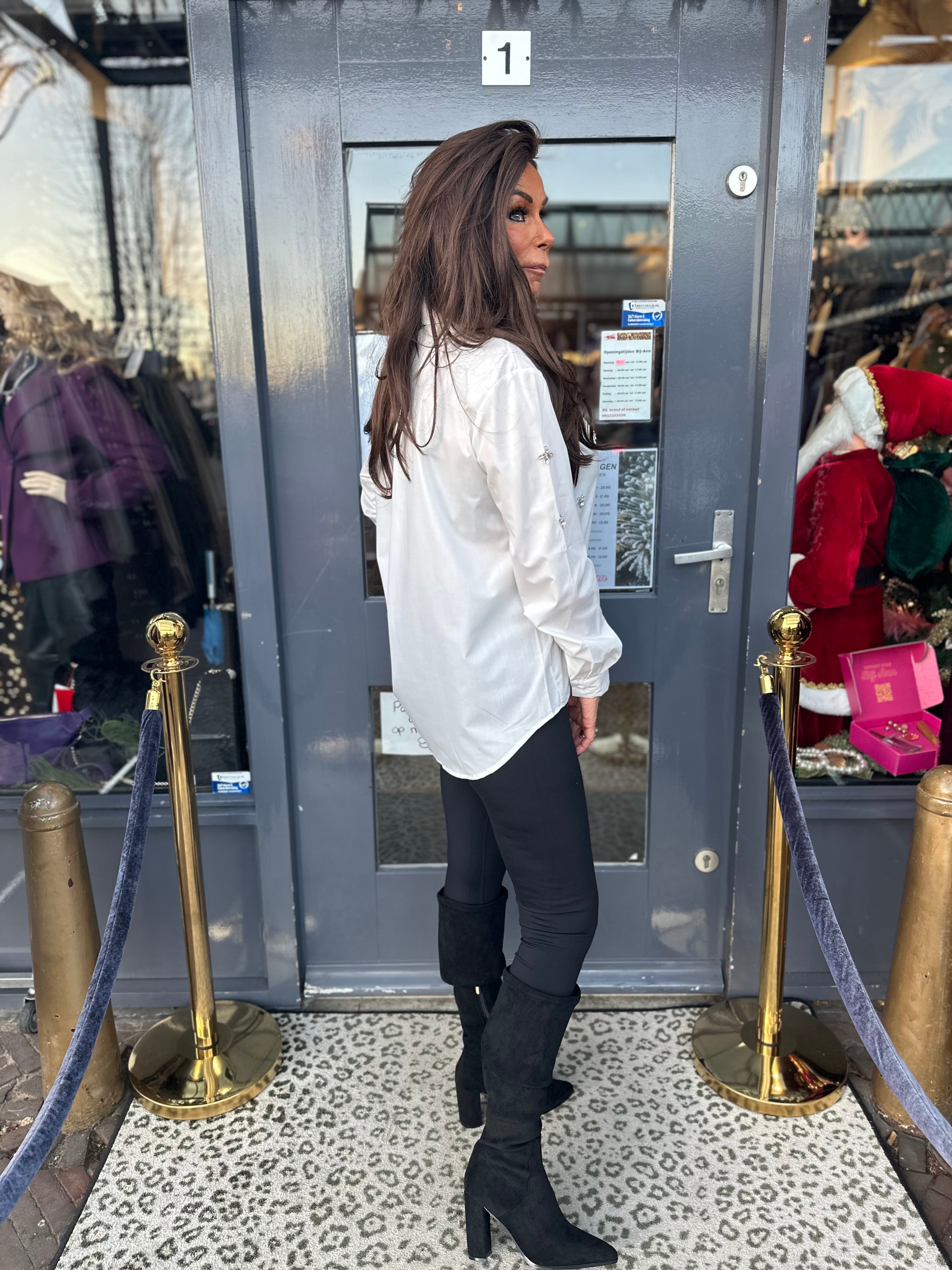 Blouse "Sassy Strassy" steentjes wit